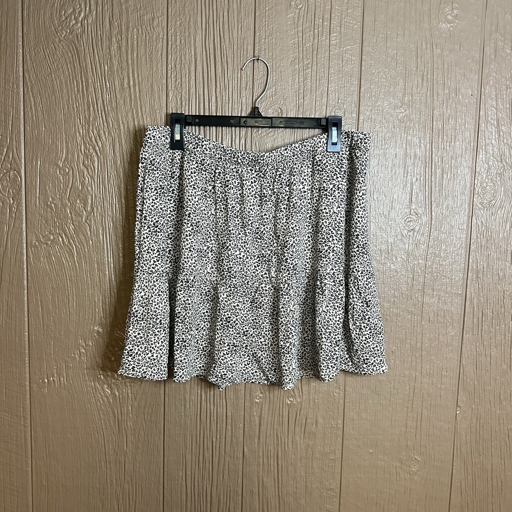 American Eagle Cheetah Pull On Ruffle Hem Skirt Sz L Festival Beach Wear Stretch